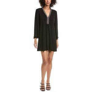 Tadashi Shoji Womens  Dane Embellished Tunic Mini Dress, Black